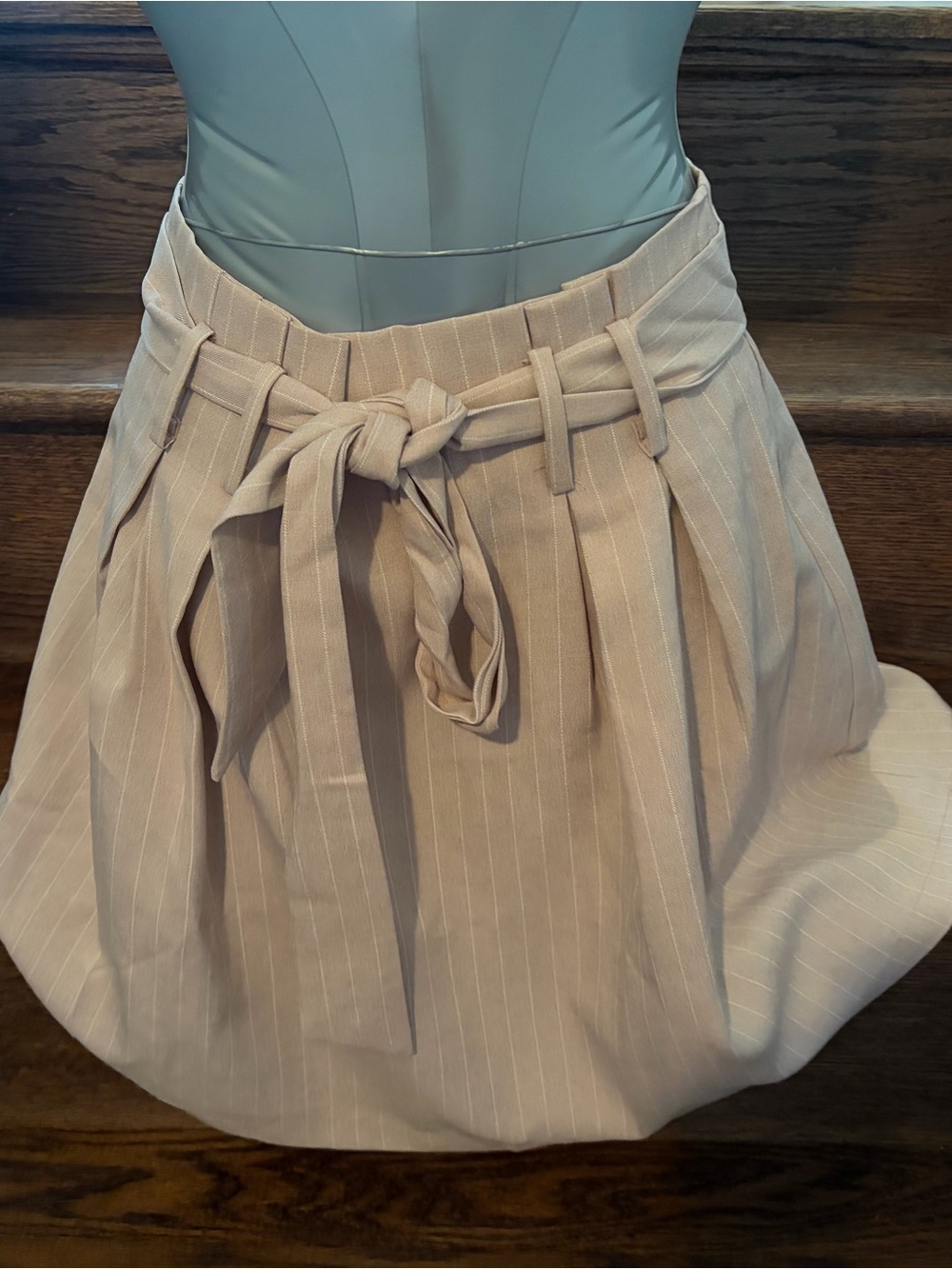 Women’s Pink Pinstripe Tie-Waist Skirt